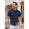 image:imageCOOFANDY Mens Knit Polo Shirts Casual Short Sleeve Button Down Polo Shirt Classic Golf ShirtsHnavy Blue Ribbing