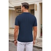 image:imageCOOFANDY Mens Knit Polo Shirts Casual Short Sleeve Button Down Polo Shirt Classic Golf ShirtsHnavy Blue Ribbing
