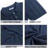 image:imageCOOFANDY Mens Knit Polo Shirts Casual Short Sleeve Button Down Polo Shirt Classic Golf ShirtsHnavy Blue Ribbing