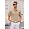 image:imageCOOFANDY Mens Knit Polo Shirts Casual Short Sleeve Button Down Polo Shirt Classic Golf ShirtsKhaki