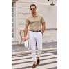 image:imageCOOFANDY Mens Knit Polo Shirts Casual Short Sleeve Button Down Polo Shirt Classic Golf ShirtsKhaki