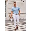 image:imageCOOFANDY Mens Knit Polo Shirts Casual Short Sleeve Button Down Polo Shirt Classic Golf ShirtsLight Blue