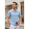 image:imageCOOFANDY Mens Knit Polo Shirts Casual Short Sleeve Button Down Polo Shirt Classic Golf ShirtsLight Blue