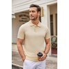 image:imageCOOFANDY Mens Knit Polo Shirts Casual Short Sleeve Button Down Polo Shirt Classic Golf ShirtsLight Khaki