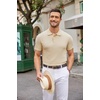 image:imageCOOFANDY Mens Knit Polo Shirts Casual Short Sleeve Button Down Polo Shirt Classic Golf ShirtsLight Khaki