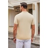 image:imageCOOFANDY Mens Knit Polo Shirts Casual Short Sleeve Button Down Polo Shirt Classic Golf ShirtsLight Khaki
