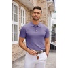 image:imageCOOFANDY Mens Knit Polo Shirts Casual Short Sleeve Button Down Polo Shirt Classic Golf ShirtsLight Purple