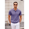 image:imageCOOFANDY Mens Knit Polo Shirts Casual Short Sleeve Button Down Polo Shirt Classic Golf ShirtsLight Purple