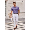 image:imageCOOFANDY Mens Knit Polo Shirts Casual Short Sleeve Button Down Polo Shirt Classic Golf ShirtsLight Purple