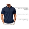 image:imageCOOFANDY Mens Knit Polo Shirts Casual Short Sleeve Button Down Polo Shirt Classic Golf ShirtsNavy Blue