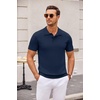 image:imageCOOFANDY Mens Knit Polo Shirts Casual Short Sleeve Button Down Polo Shirt Classic Golf ShirtsNavy Blue