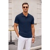image:imageCOOFANDY Mens Knit Polo Shirts Casual Short Sleeve Button Down Polo Shirt Classic Golf ShirtsNavy Blue