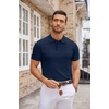 image:imageCOOFANDY Mens Knit Polo Shirts Casual Short Sleeve Button Down Polo Shirt Classic Golf ShirtsNavy Blue