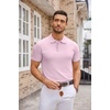 image:imageCOOFANDY Mens Knit Polo Shirts Casual Short Sleeve Button Down Polo Shirt Classic Golf ShirtsPink