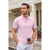 image:imageCOOFANDY Mens Knit Polo Shirts Casual Short Sleeve Button Down Polo Shirt Classic Golf ShirtsPink