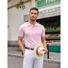 image:imageCOOFANDY Mens Knit Polo Shirts Casual Short Sleeve Button Down Polo Shirt Classic Golf ShirtsPink