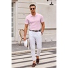 image:imageCOOFANDY Mens Knit Polo Shirts Casual Short Sleeve Button Down Polo Shirt Classic Golf ShirtsPink