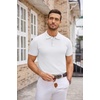 image:imageCOOFANDY Mens Knit Polo Shirts Casual Short Sleeve Button Down Polo Shirt Classic Golf ShirtsWhite