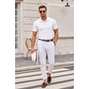 image:imageCOOFANDY Mens Knit Polo Shirts Casual Short Sleeve Button Down Polo Shirt Classic Golf ShirtsWhite