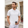 image:imageCOOFANDY Mens Knit Polo Shirts Casual Short Sleeve Button Down Polo Shirt Classic Golf ShirtsWhite