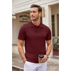image:imageCOOFANDY Mens Knit Polo Shirts Casual Short Sleeve Button Down Polo Shirt Classic Golf ShirtsWine Red
