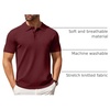 image:imageCOOFANDY Mens Knit Polo Shirts Casual Short Sleeve Button Down Polo Shirt Classic Golf ShirtsWine Red