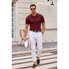 image:imageCOOFANDY Mens Knit Polo Shirts Casual Short Sleeve Button Down Polo Shirt Classic Golf ShirtsWine Red