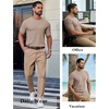 image:imageCOOFANDY Mens Knit TShirts Casual Short Sleeve Crewneck Shirt Textured Pullover TeesKhaki