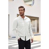 image:imageCOOFANDY Mens Linen Shirt Long Sleeve Button Up Shirt Casual Shirt for Men Winter Wedding Shirt White