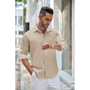 image:imageCOOFANDY Mens Linen Shirts Long Sleeve Casual Button Down Shirts for Men Summer Beach Wedding Shirt Khaki XLarge
