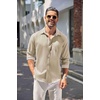 image:imageCOOFANDY Mens Linen Shirts Long Sleeve Casual Button Down Shirts for Men Summer Beach Wedding Shirt Khaki XLarge