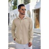 image:imageCOOFANDY Mens Linen Shirts Long Sleeve Casual Button Down Shirts for Men Summer Beach Wedding Shirt Khaki XLarge