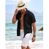 image:imageCOOFANDY Mens Linen Shirts Short Sleeve Casual Shirts Button Down Shirt for Men Beach Summer Wedding ShirtBlack