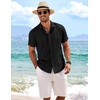 image:imageCOOFANDY Mens Linen Shirts Short Sleeve Casual Shirts Button Down Shirt for Men Beach Summer Wedding ShirtBlack