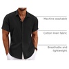 image:imageCOOFANDY Mens Linen Shirts Short Sleeve Casual Shirts Button Down Shirt for Men Beach Summer Wedding ShirtBlack