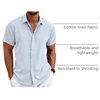 image:imageCOOFANDY Mens Linen Shirts Short Sleeve Casual Shirts Button Down Shirt for Men Beach Summer Wedding ShirtBlue