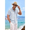 image:imageCOOFANDY Mens Linen Shirts Short Sleeve Casual Shirts Button Down Shirt for Men Beach Summer Wedding ShirtBlue