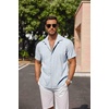 image:imageCOOFANDY Mens Linen Shirts Short Sleeve Casual Shirts Button Down Shirt for Men Beach Summer Wedding ShirtBlue