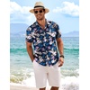 image:imageCOOFANDY Mens Linen Shirts Short Sleeve Casual Shirts Button Down Shirt for Men Beach Summer Wedding ShirtBlue Floral