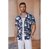 image:imageCOOFANDY Mens Linen Shirts Short Sleeve Casual Shirts Button Down Shirt for Men Beach Summer Wedding ShirtBlue Floral