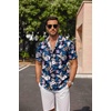 image:imageCOOFANDY Mens Linen Shirts Short Sleeve Casual Shirts Button Down Shirt for Men Beach Summer Wedding ShirtBlue Floral