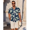 image:imageCOOFANDY Mens Linen Shirts Short Sleeve Casual Shirts Button Down Shirt for Men Beach Summer Wedding ShirtBluewhite Floral