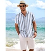 image:imageCOOFANDY Mens Linen Shirts Short Sleeve Casual Shirts Button Down Shirt for Men Beach Summer Wedding ShirtBluewhite Stripes