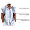 image:imageCOOFANDY Mens Linen Shirts Short Sleeve Casual Shirts Button Down Shirt for Men Beach Summer Wedding ShirtBluewhite Stripes
