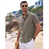 image:imageCOOFANDY Mens Linen Shirts Short Sleeve Casual Shirts Button Down Shirt for Men Beach Summer Wedding ShirtBrown