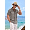 image:imageCOOFANDY Mens Linen Shirts Short Sleeve Casual Shirts Button Down Shirt for Men Beach Summer Wedding ShirtBrown