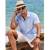 image:imageCOOFANDY Mens Linen Shirts Short Sleeve Casual Shirts Button Down Shirt for Men Beach Summer Wedding ShirtClear Blue