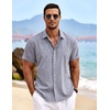 image:imageCOOFANDY Mens Linen Shirts Short Sleeve Casual Shirts Button Down Shirt for Men Beach Summer Wedding ShirtDark Blue Grey
