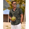 image:imageCOOFANDY Mens Linen Shirts Short Sleeve Casual Shirts Button Down Shirt for Men Beach Summer Wedding ShirtDark Green Print