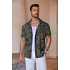 image:imageCOOFANDY Mens Linen Shirts Short Sleeve Casual Shirts Button Down Shirt for Men Beach Summer Wedding ShirtDark Green Print